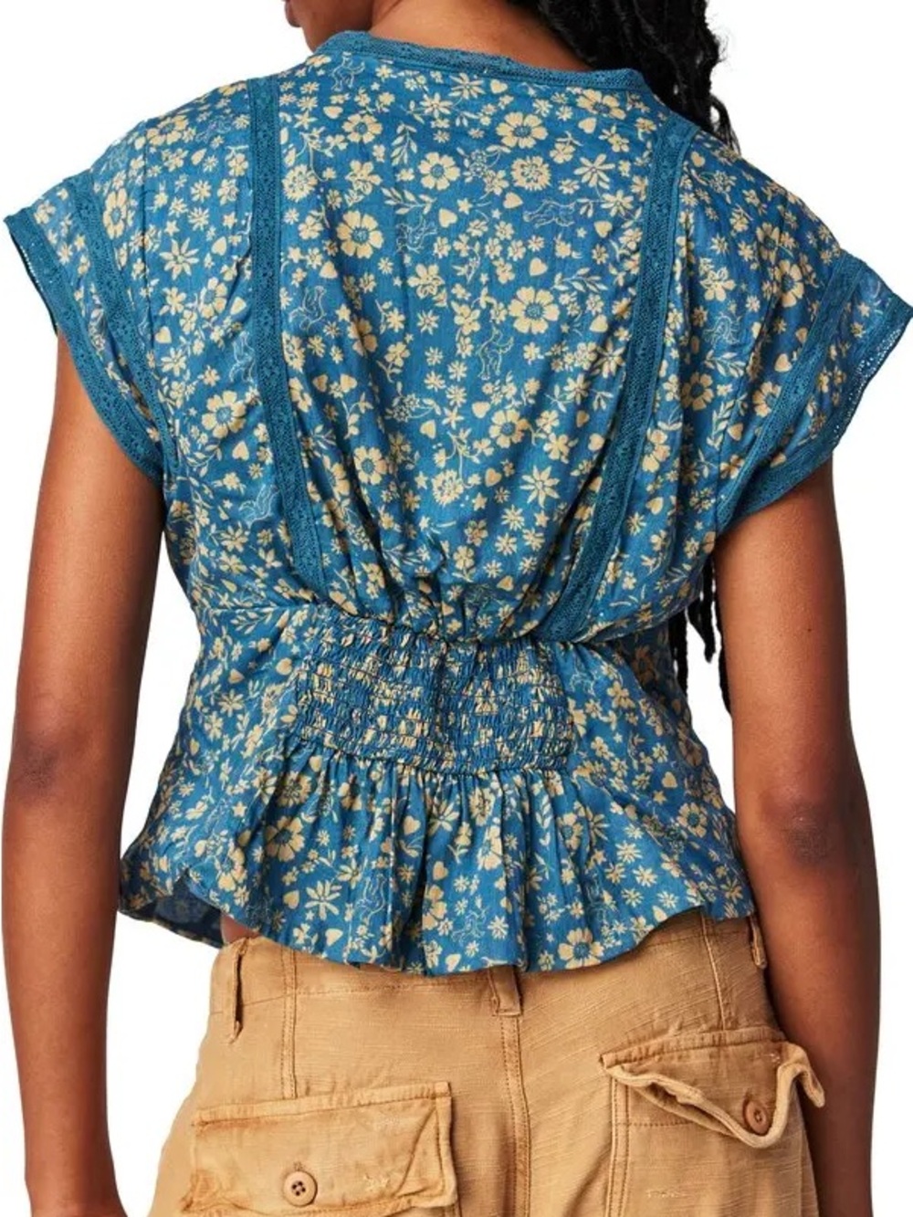 Free People Floral V Neck Blouse - Picture 2 of 4